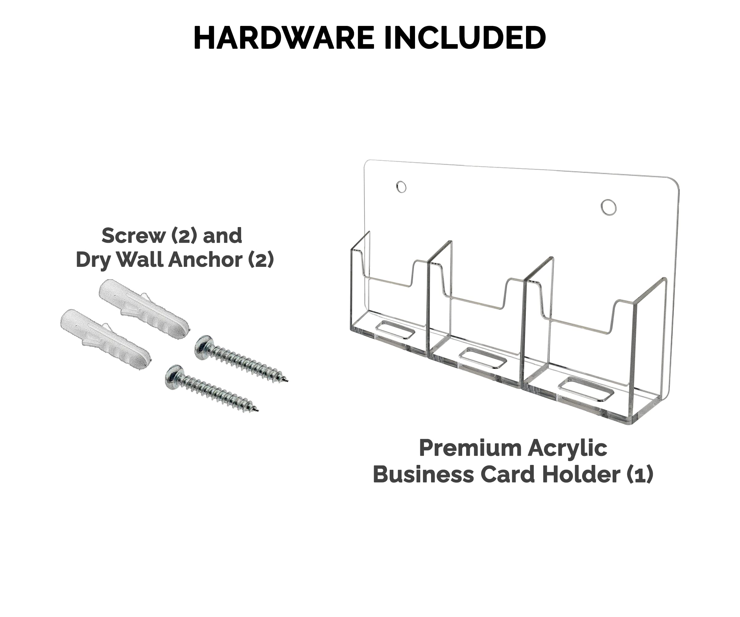 Clear & Black Acrylic Wall Mount Business Card Holder - 2 Slot Display With Hanging Hardware