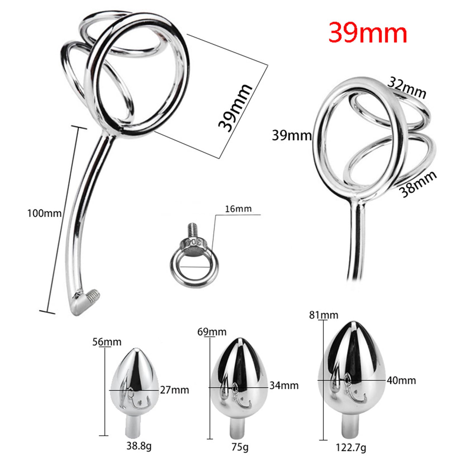 3 Stück Analplug mit Penisring Hodenring Edelstahl Anal Hook Analhaken Metall Cockring Buttplug Ball Stretcher Hodenstrecker Hodengewicht Anal Kugeln Dilatator Sex Spielzeug Für Männer (45mm)