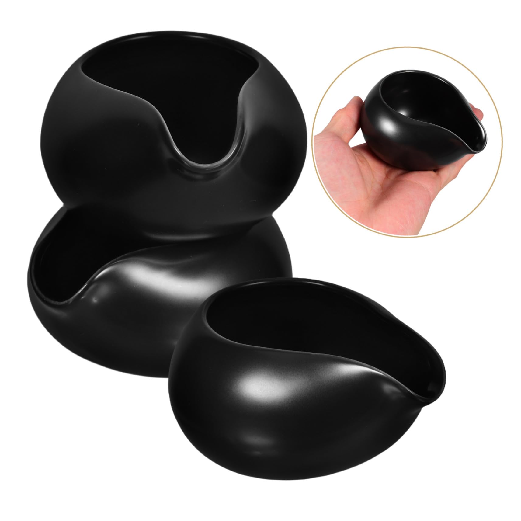 Pichets à Lait Mini Design Poignée Ergonomique en Céramique Noire Set de 3 Vintage pour Service de Café et Pique-niques