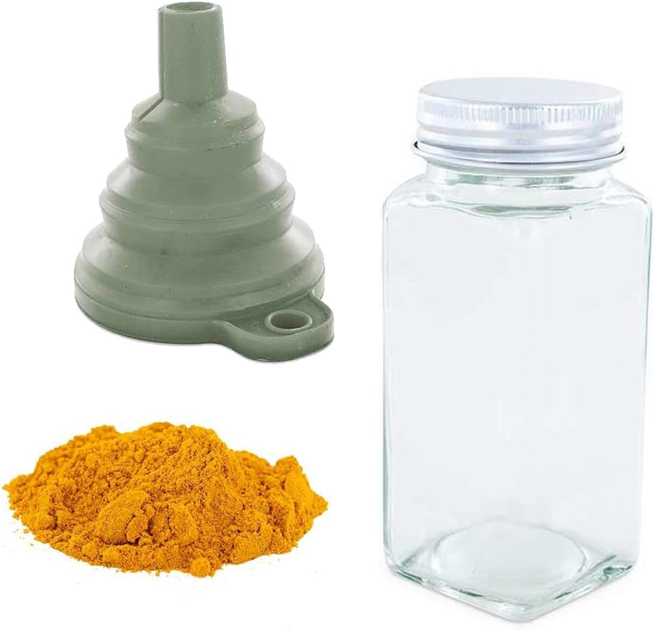 Spice bottle + funnel + ground tumeric 40 g