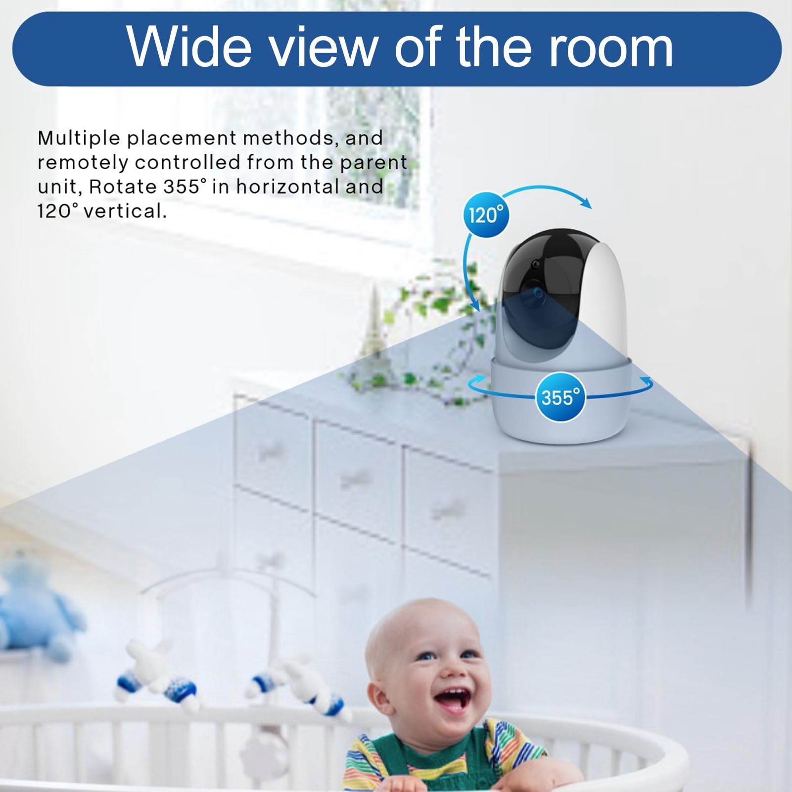 Niania, 5-calowy Bezprzewodowy Wyświetlacz LCD, Kamera Wideo dla Dzieci, Noktowizor Dwukierunkowa Sala Rozmów Kołysanki Monitorowanie Temperatury Wewnętrzny Monitor (Wtyczka UE)