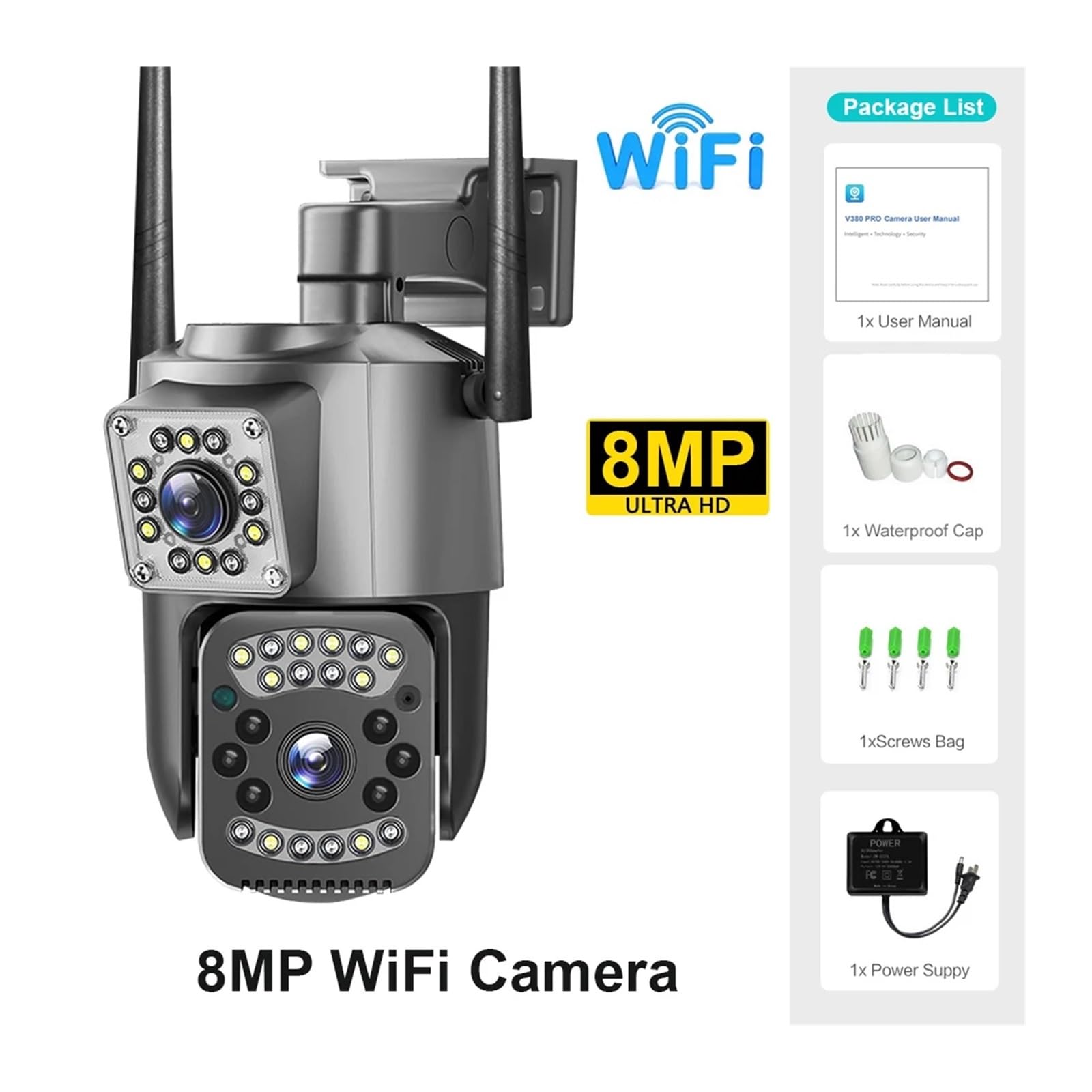 Caméra WiFi PTZ à Double Objectif 8MP 4K