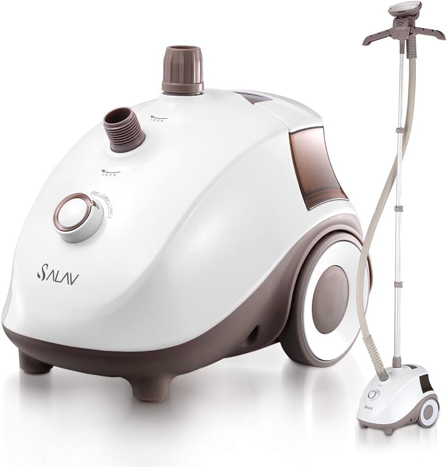 SALAV Clothes Steamer with 360 Degree Swivel Hanger, High Efficiency Metal Steam Panel, 4 Steam Settings, Free Limescale Removers, 1.5L Big Water Tank 1500W GS24-BJ Upgraded Edition (White)