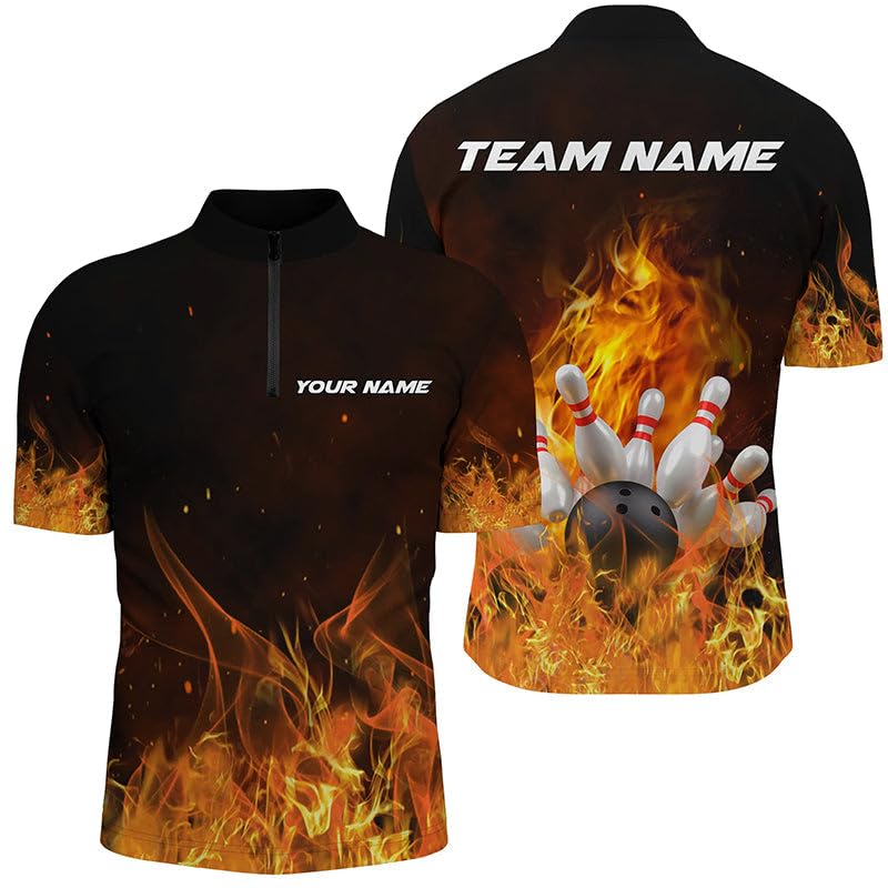 Individuelle Bowling-Shirts für Männer und Frauen, Personalisierte Flame Bowling-Team-Trikots I5165