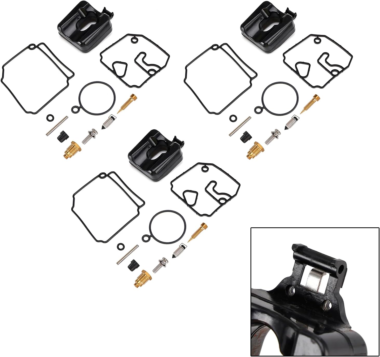 Carburetor Carb Rebuild Repair Kit fit for Yamaha 2-Stroke 40HP 50HP Outboard Carburetor 6H4-14985-01-00 6H4-14590-01-00 with Float Gasket Jet Needle Valve O-Ring Seal 3Set
