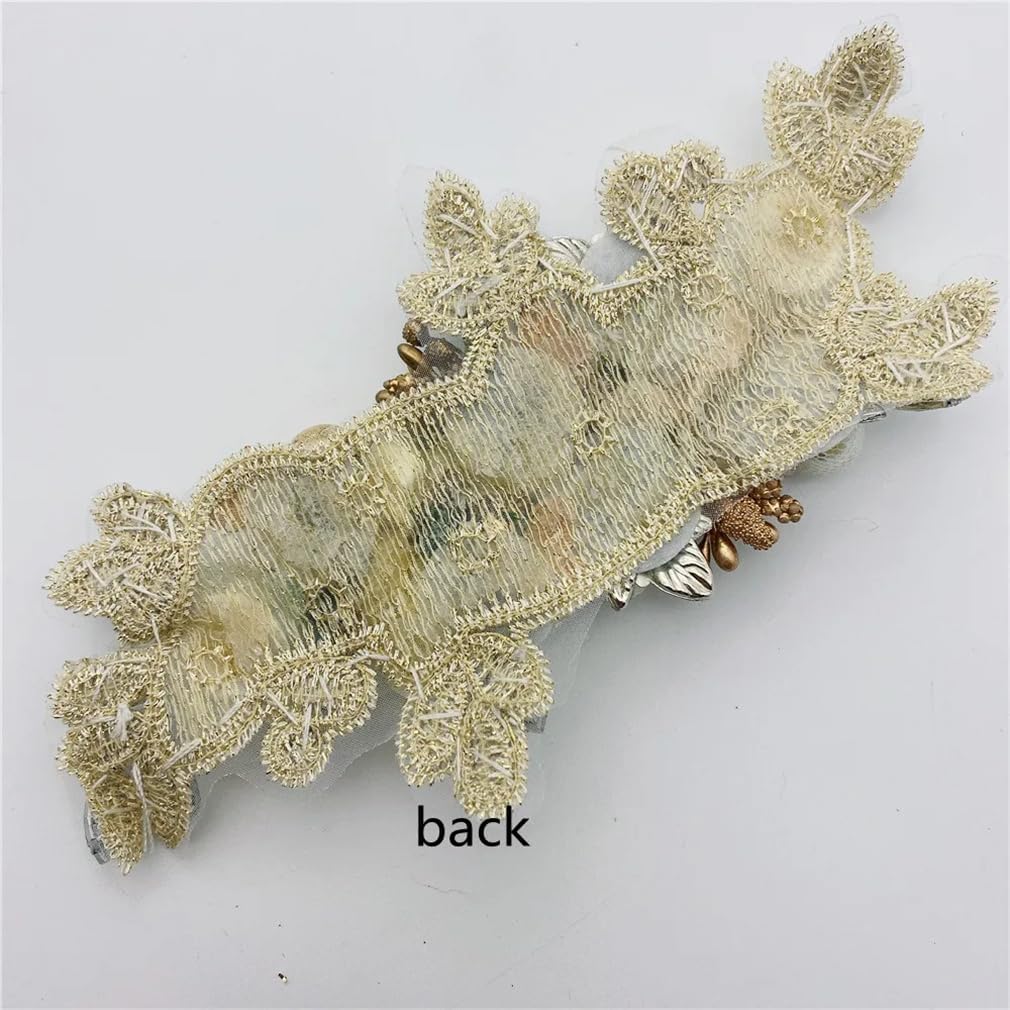 Generic 2Pcs Handmade 3D Rhinestone Flower Embroidery Applique Patch Sew On Hat and Clothes for DIY, B wine red