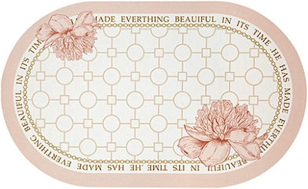 HBJWOV Oval Leather Floral Pattern Table Mat Anti-Slip Table Mat Insulated Coffee Coaster(E,45 * 28cm)