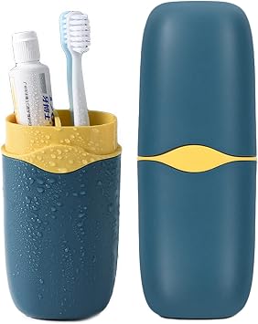 Detachable Travel Toothbrush Holder, Portable Toothbrush Case 3 in 1 Toothpaste Travel Case Holder Plastic Toothbrush Container Toothbrush Storage Box for Travel,Business,Camping, Daily Uses Blue