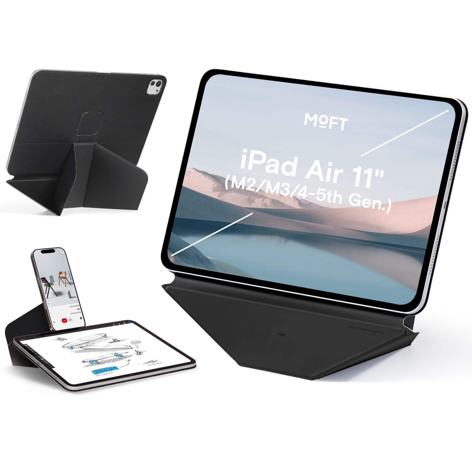 Coque iPad Air 11 étui magnétique premium MOFT Noir Intense