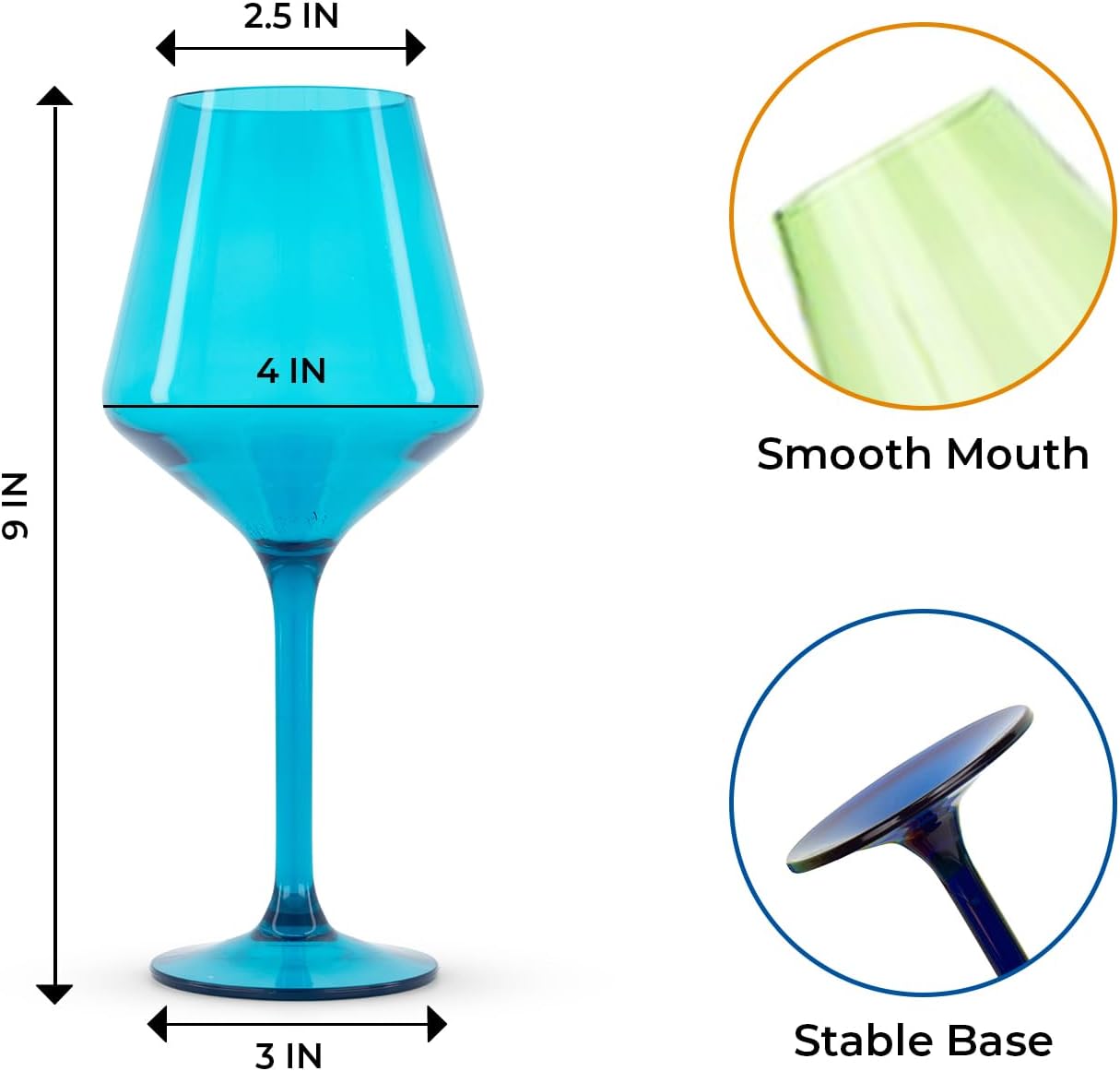 Premium Unbreakable Stemmed Wine Glasses – Set of 6 BPA-Free Shatterproof Reusable Plastic Acrylic Wine Glasses | Elegant Crystal-Clear Wine Cups for Outdoor, Camping, Wedding, Home Bar Gift - Image 3