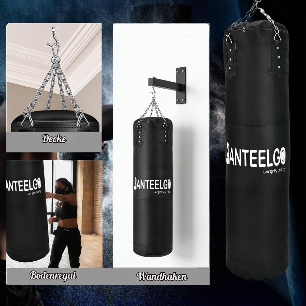 Boxsack Hängend für Erwachsene Kinder Ungefüllt: JanTeelGO 120cm Oxford Stoff Boxing Punching Bag Set mit Heavy Duty Stahlkette - Box Sack für Zuhause Boxen,Kickboxen,MMA,Muay Thai