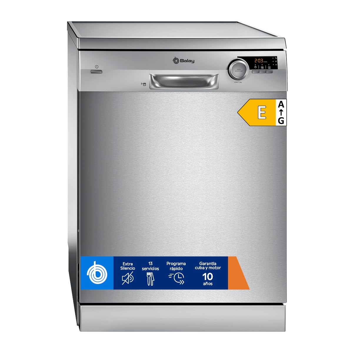 Balay - Lavavajillas, Libre Instalación, 13 Servicios, 60 cm de ancho, Silencioso, Acero Antihuellas, 3VS572IP