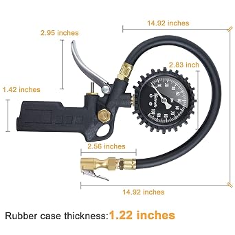 AstroAI Tire Pressure Gauge with Inflator, 100 PSI-ANSI B40.1 Accurate, Large 2.5 Easy Read Glow Dial, Heavy Duty Air Chuck and Compressor Accessories for Truck, with Case