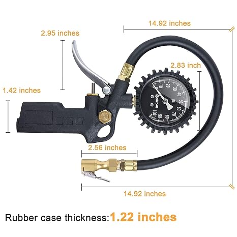 AstroAI Tire Pressure Gauge with Inflator, 100 PSI-ANSI B40.1 Accurate, Large 2.5 Easy Read Glow Dial, Heavy Duty Air Chuck and Compressor Accessories for Truck, with Case