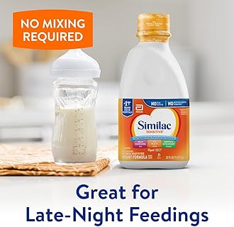 Similac Sensitive Infant Formula, for Fussiness & Gas Due to Lactose Sensitivity, Ready-to-Feed Baby Formula, 32-fl-oz Bottle, Pack of 6