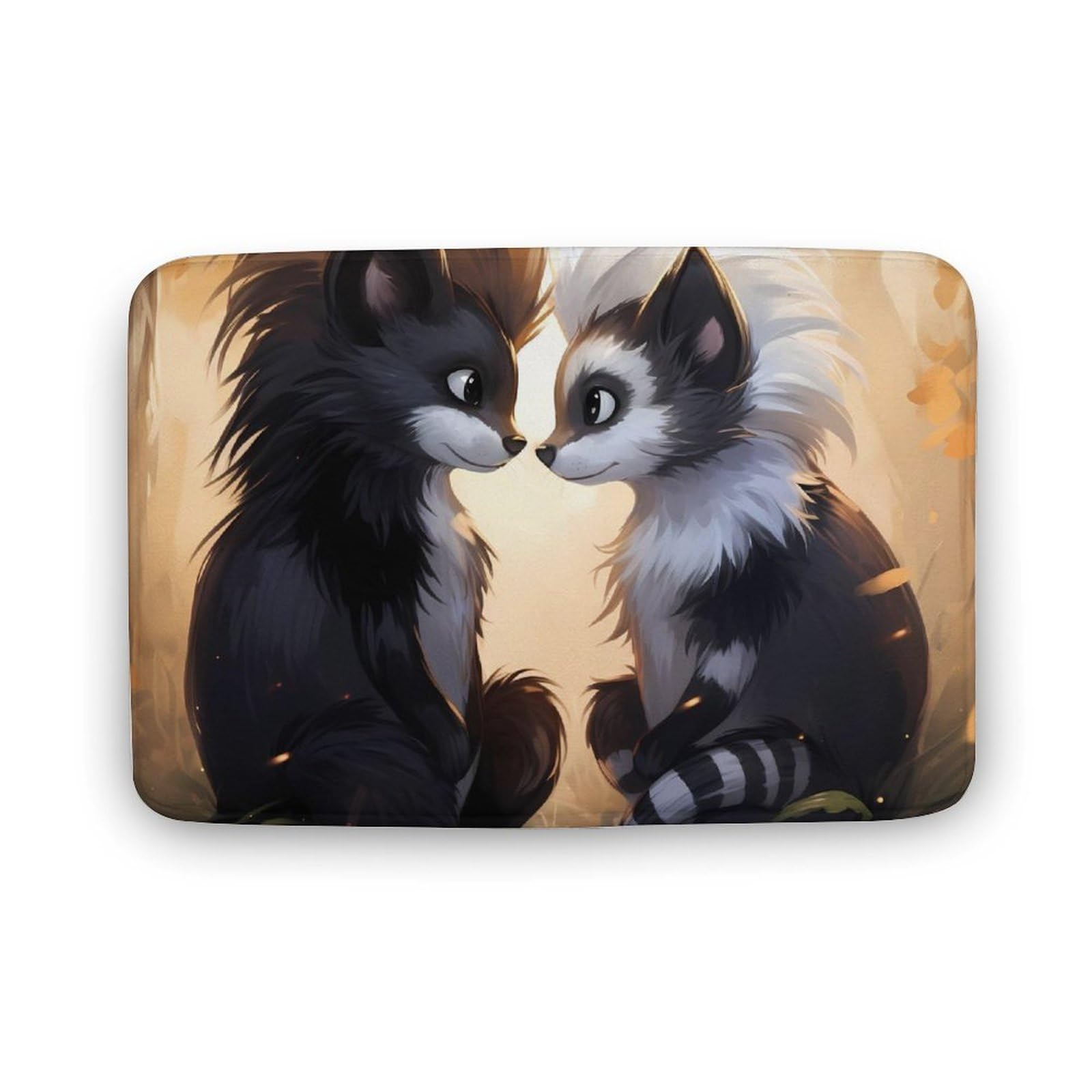 Skunks Love Coral Velvet Rugs Non-Slip Bathroom Rugs Soft Kitchen Rug Floor Carpet for Home Decor 15.7