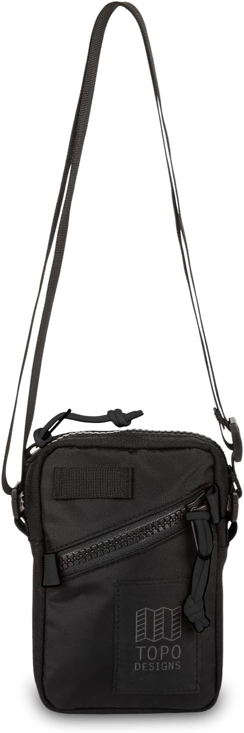 Mini Shoulder Bag - Over the Shoulder Bag for Daily Carry Essentials, Fanny Pack Carry Option, Bike Light Attachment Loop (Black/Black/Black)
