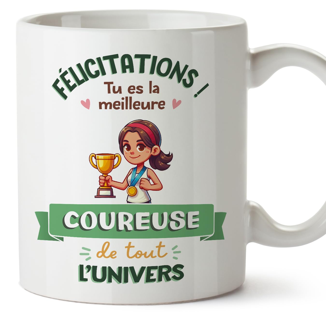 MUGFFINS Runner Woman Mug - in French - Meilleur Univers Trophée - Funny Gift for Colleagues - Ceramic 11oz Mug — image 1