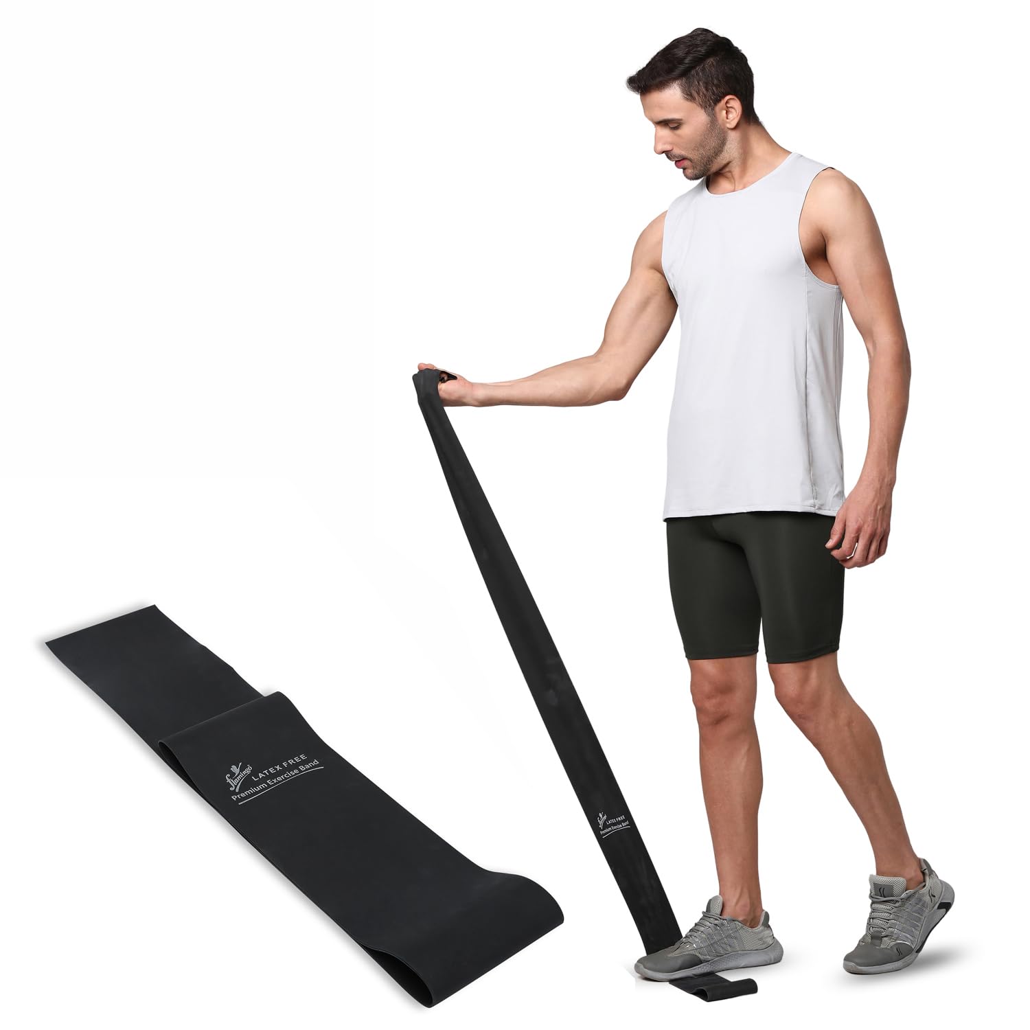 Flamingo Premium Fitness Exercise Band Latex-Free Resistance Fitness Resistance Bands for Muscle Strength Training & Yoga | Levels 7.7 kg | Durable & Portable | 1.5m Length 4" Width Black (B0DFY944DG) Amazon Price History, Amazon Price Tracker