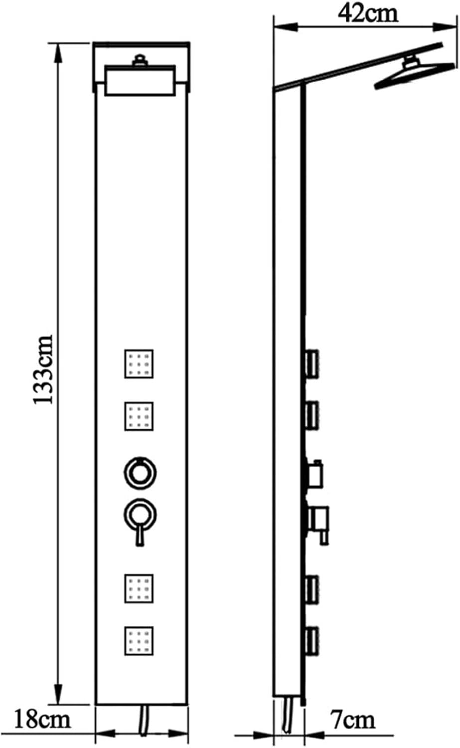 シャワーパネルシステムガラスブラウン、シャワーパネルコラムタワー多