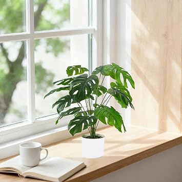 Laelfe Artificial Monstera Plant in Pot (55 cm, 12 Leaves)