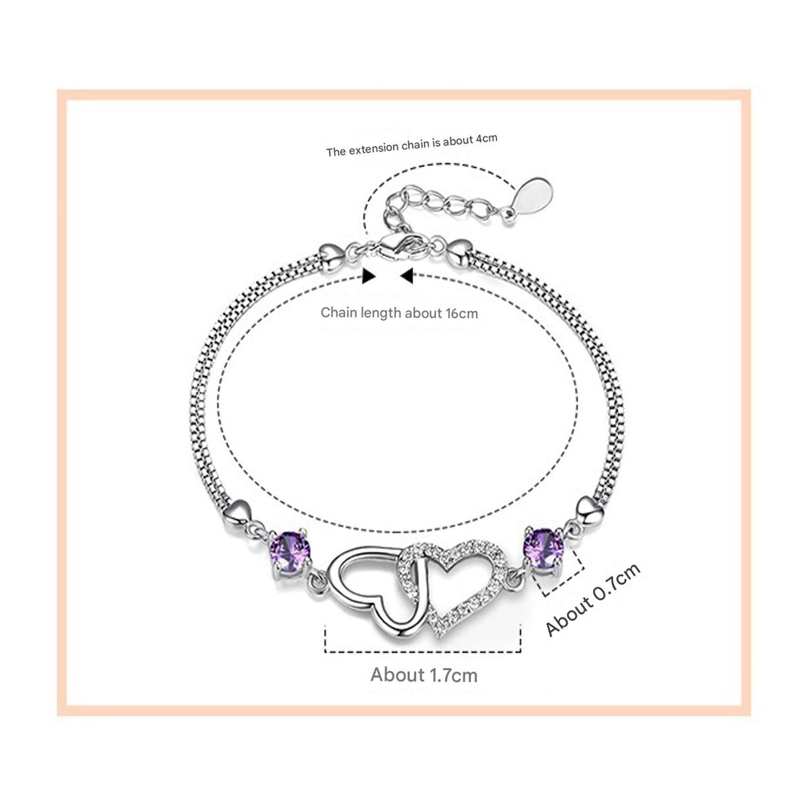 Braccialetto Donna Carino Cuore per Le Donne Regolabile Slider Gioielli Minimalista Regalo Il Suo Accessorio di Moda-Bianco