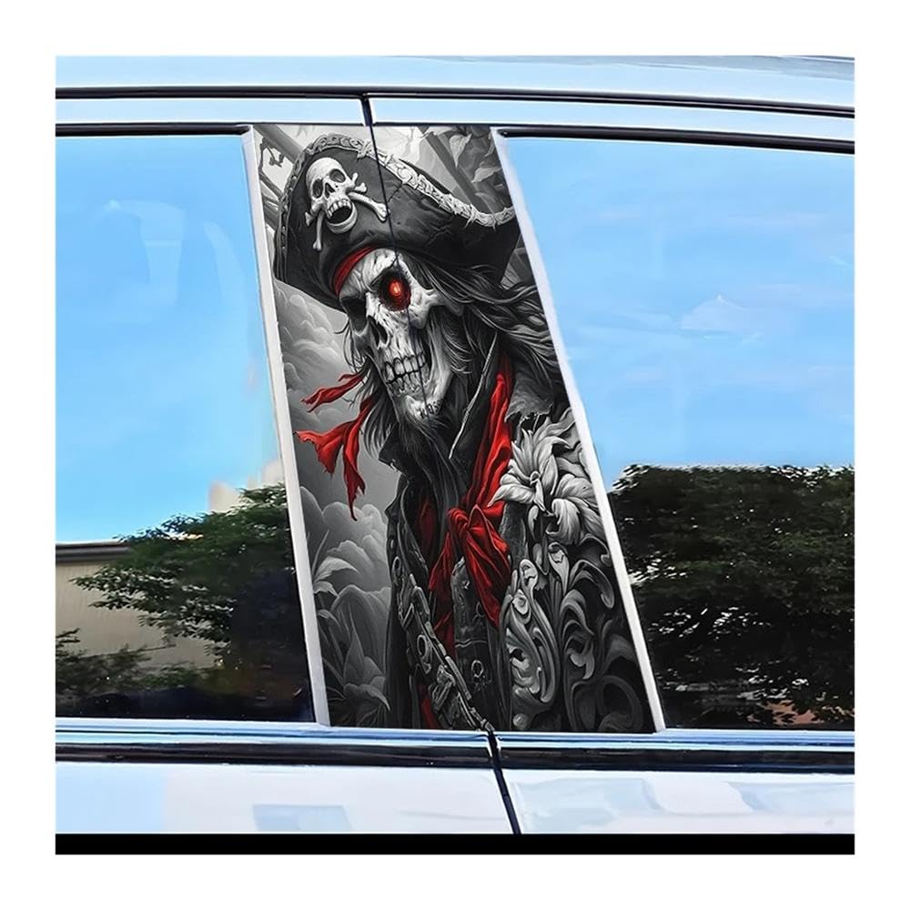 Body Parts 2pcs Car Center Pillar Protection Stickers Skeleton Pirate Pattern Scratch Resistant Film
