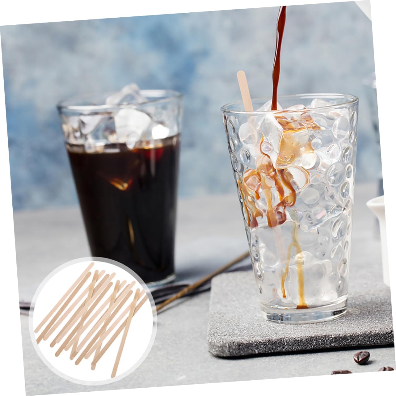 Cabilock 500pcs Wooden Stir Sticks Coffee Stirrer Beverage Mixing Tool for Cocktails Tea and Drink Stirrer
