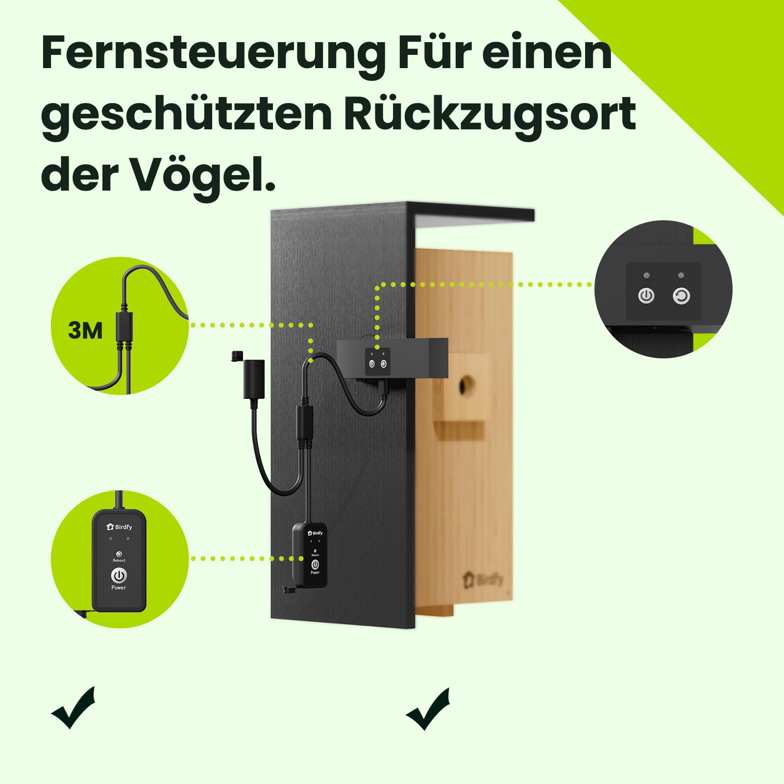 Birdfy Smart Vogelhaus mit Doppelkamera für Live Vogelbeobachtung, 1080P Bambus Nistkasten mit Kamera, Nachtsicht, KI-Verhaltensanalyse mit Benachrichtigungen & automatischen Aufnahmen