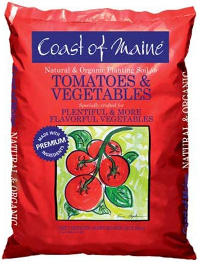 Coast of Maine OMRI Listed Tomato and Vegetable Plant Potting Soil Compost Blend for Container Gardens and Flower Pots, 20 Quart Bag : Patio, Lawn & Garden