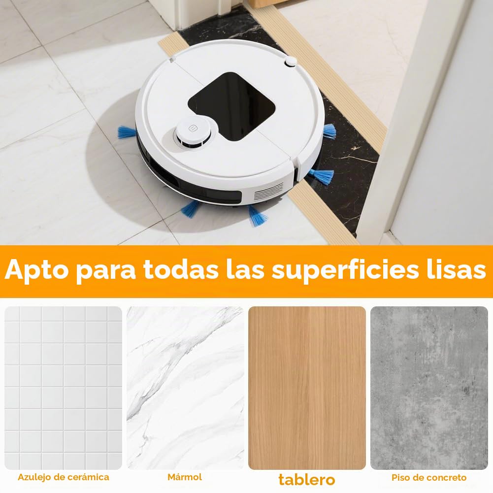 Rampa de umbral de puerta, 2,5 x 6,5 x 100 cm, riel de transición, autoadhesivo, antideslizante, rampa de entrada para silla de ruedas, cochecito, andador, baño, marrón