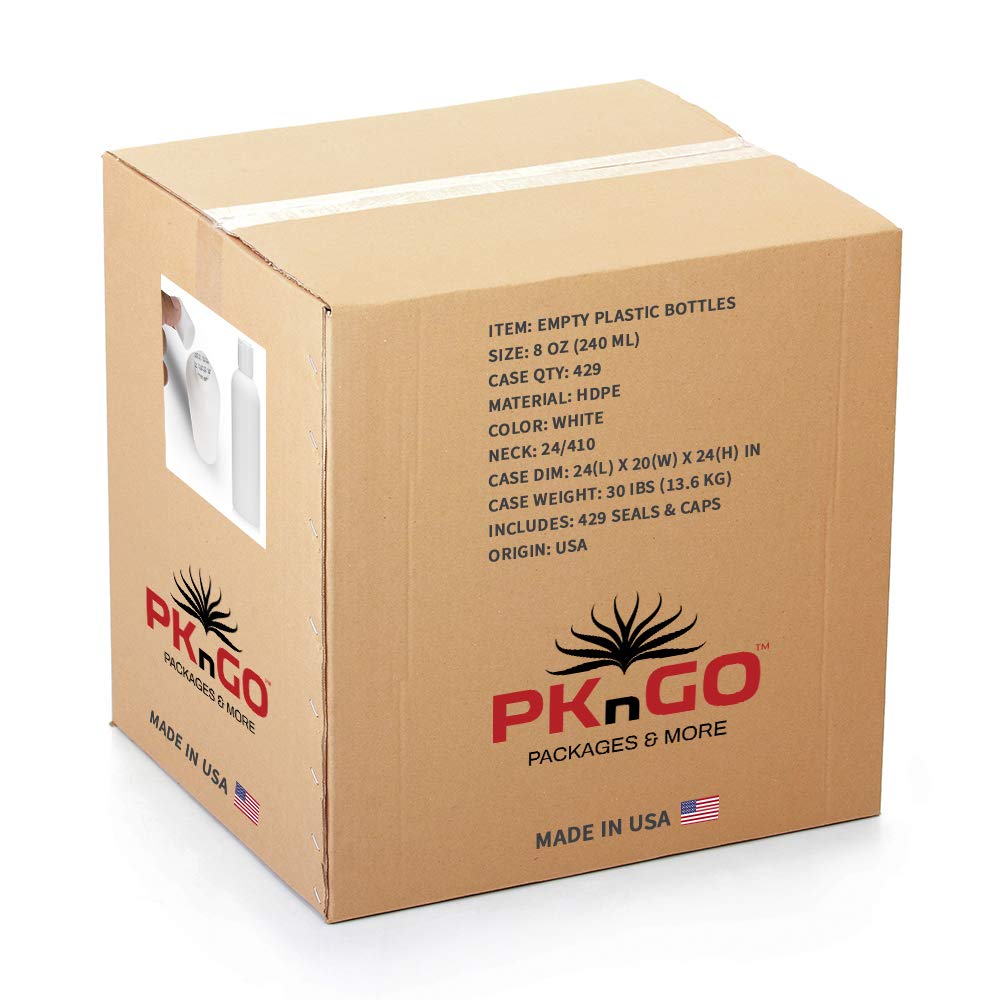 25 PCS Empty White HDPE Bottle 8 oz - Cosmo Round Plastic Bottles - 24/410 Neck White Disc Cap - 24 mm Foil Pressure Seal for Freshness and Leak Prevention - Phthalate Free Approved for Safe Cosmetics