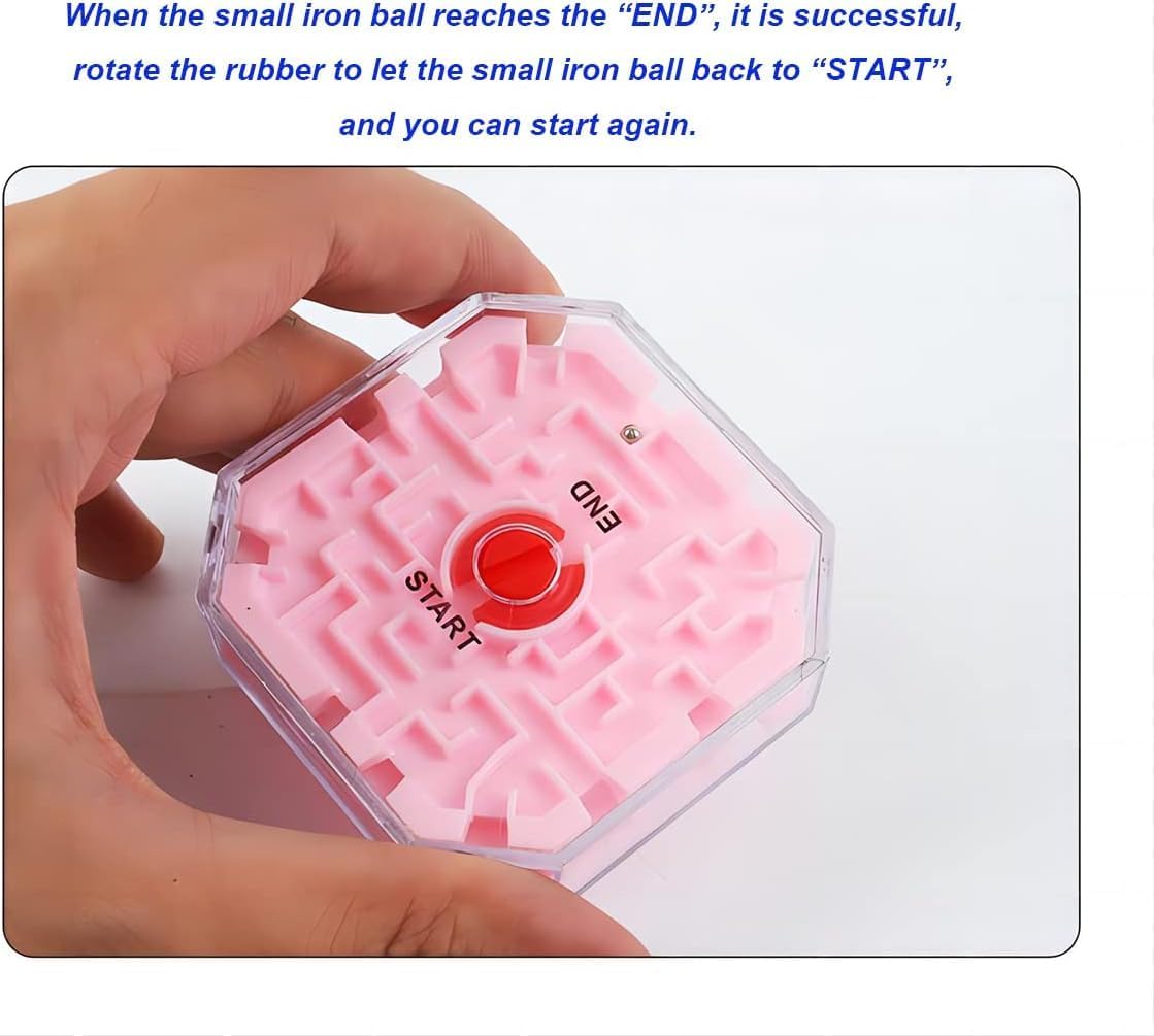 Magiczna kostka 3D Puzzle Labirynt Równowaga Labirynt Zabawki toczące się piłki, nauka edukacyjna Fidget Zabawka dla dzieci Dzieci Chłopcy Dziewczęta Mały rozmiar (4 szt.)