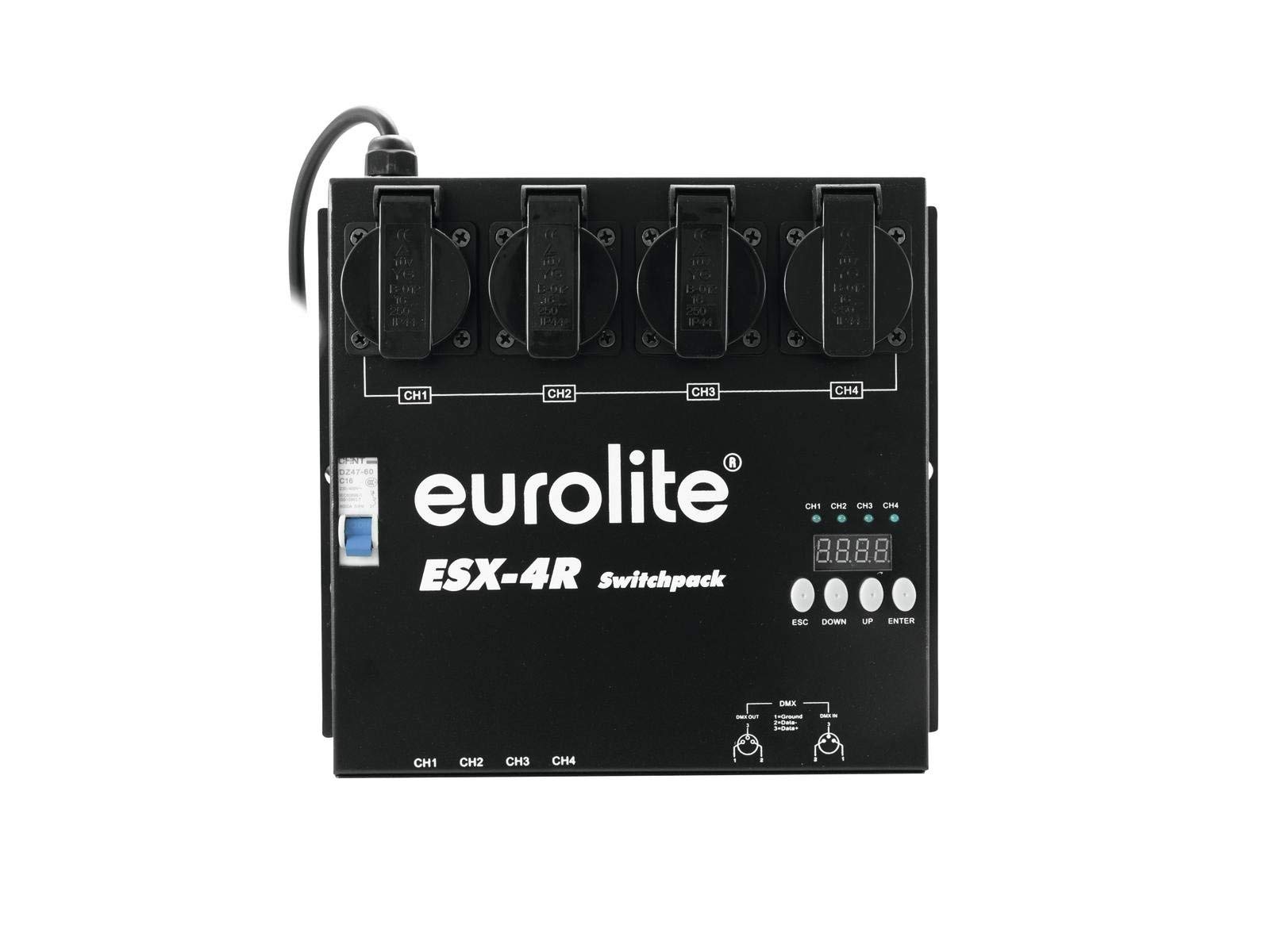 EUROLITE ESX-4R DMX RDM Switchpack | 4-Kanal-DMX-Switchpack bis zu 5 Ampere belastbar, Schaltung per Triac