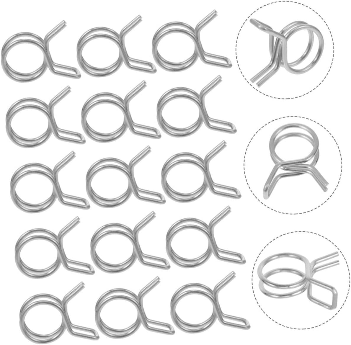 120pcs Double Wire Hose Clamps for Fuel Line Hose Fasteners with High Strength Durable Spring Clips for Automotive Agricultural and Applications
