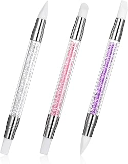 3 Pieces Nail Brushes Silicone Gel Carving Brush Nail Art Sculpture Pen Nail Design Pens 3D Gel Nail Art Brush Rhinestone Picker Dual Heads Manicure Tool for Gel Nail Foil Drawing