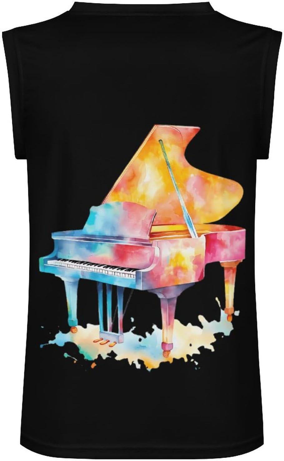 Colorful Piano Fantasy Men's V-Neck Basketball Tank Top Sleeveless Workout Tank Shirts Gym Fitness Tees Vest