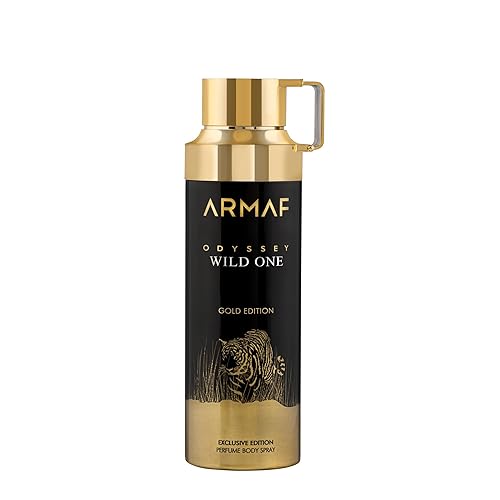 Armaf Odyssey Wild One Gold Edition – Citrus, Spicy, Woody, Fresh – Perfume corporal en aerosol para hombres, 6.8 oz / 6.8 fl oz