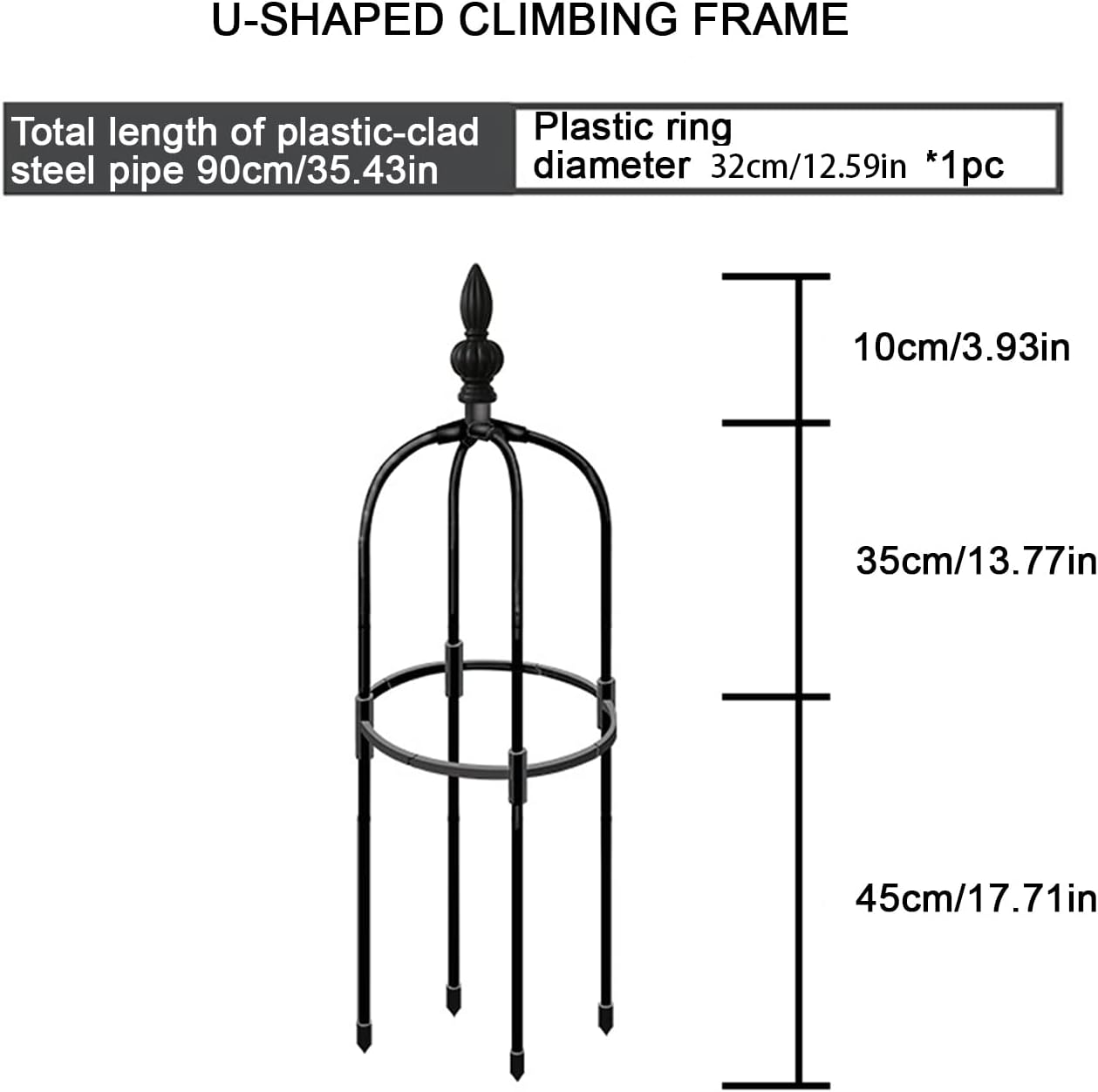 Black Garden Obelisk Trellis, Garden Obelisk Trellisfor Climbing Plants, Metal Plant Support Trellis, Rose Climbing Trellis, Flower Supports for Potted Plants Climbing Rose Vine(210cm/82in)