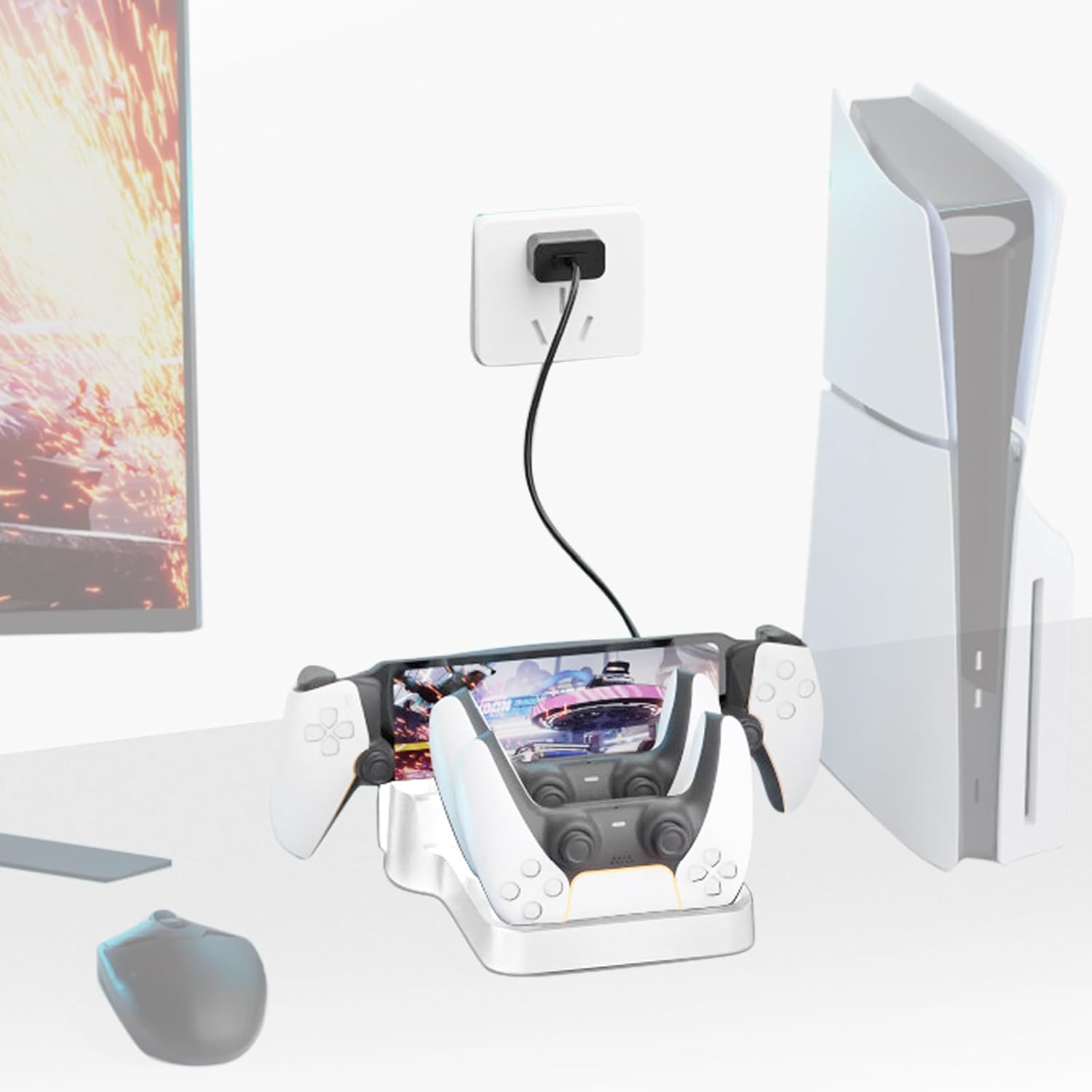 Charging Dock for PlayStation Portal and for PS5 Controllers,3-in-1 Charging Stand for PS Portal with Type-C Cable,Charge Stand HolderAccessories for PS Portal