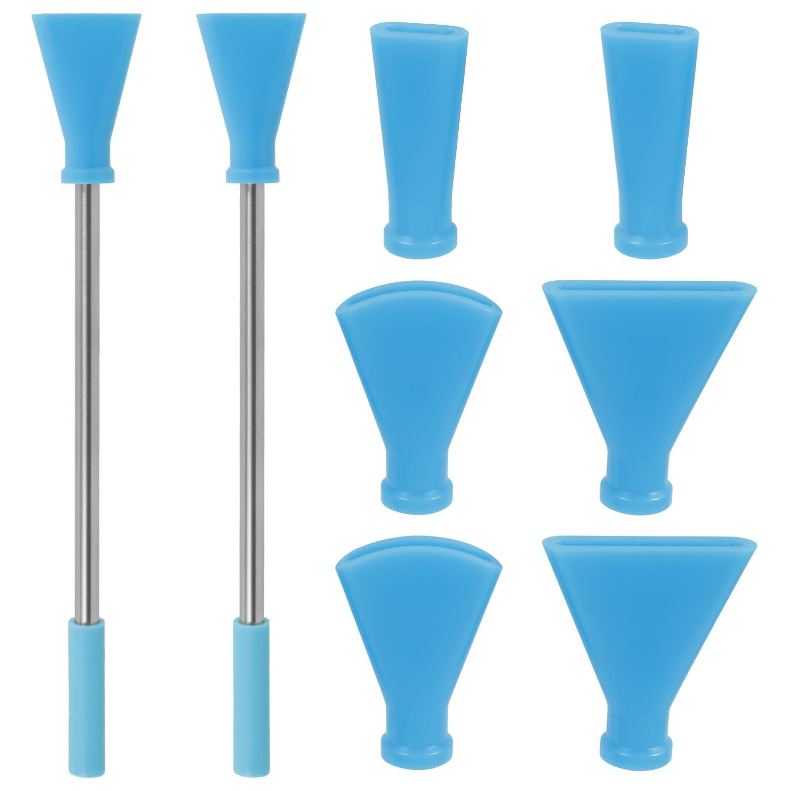 Ghshanog Blue 8Pcs Stainless Steel Straw Blow Nozzles Set,Fluid Art Blowing Tool Set With 4 Size Nozzles And Plastic Mouthpieces,Accessories Tool For Fluid Art Bloom And Dutch Pouring(Blue)