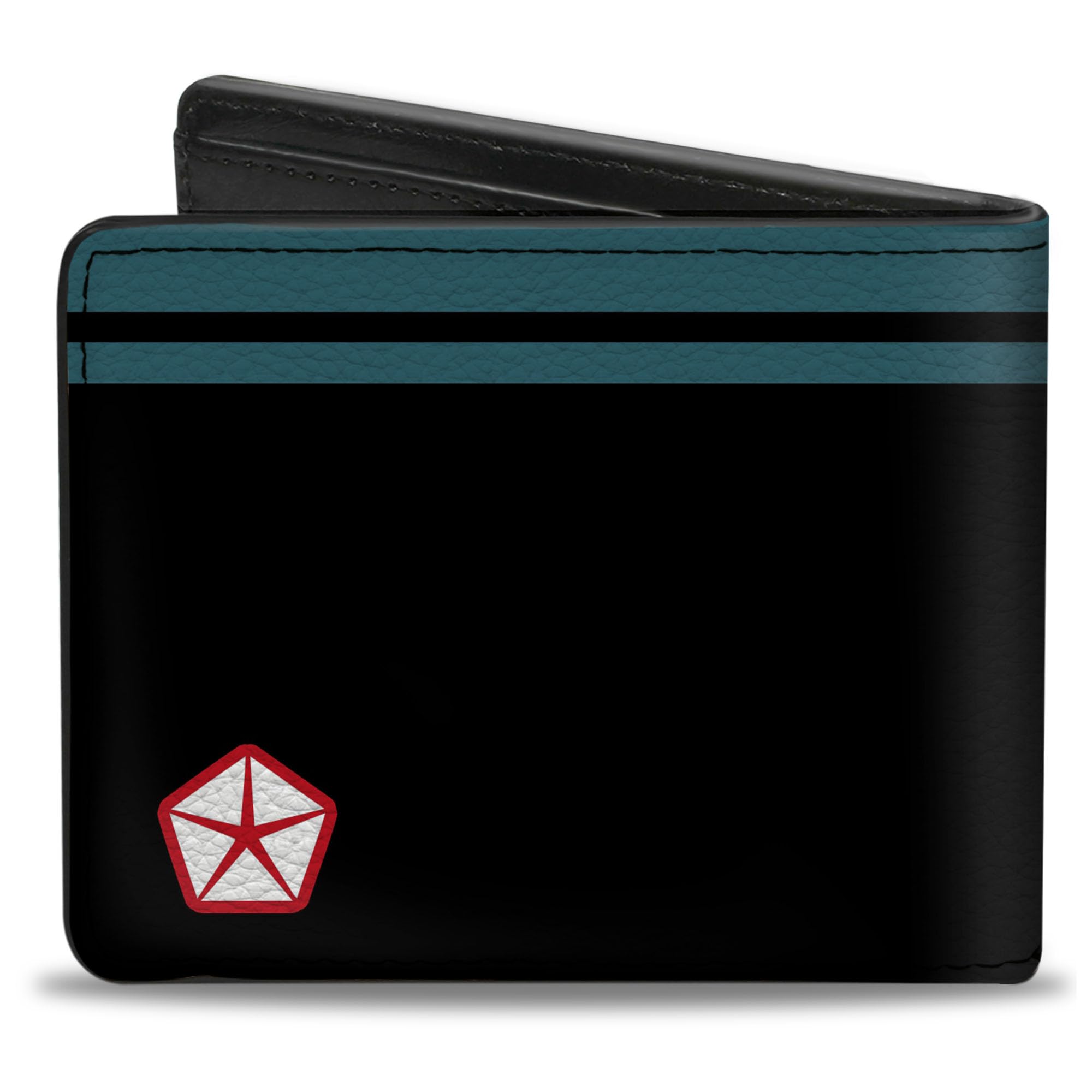 Buckle-Down Men's PU Bifold Wallet-Mopar 1954-1958 Chrysler Logo Top Stripe Black/Blue/Red/White, Multicolor, 4.0