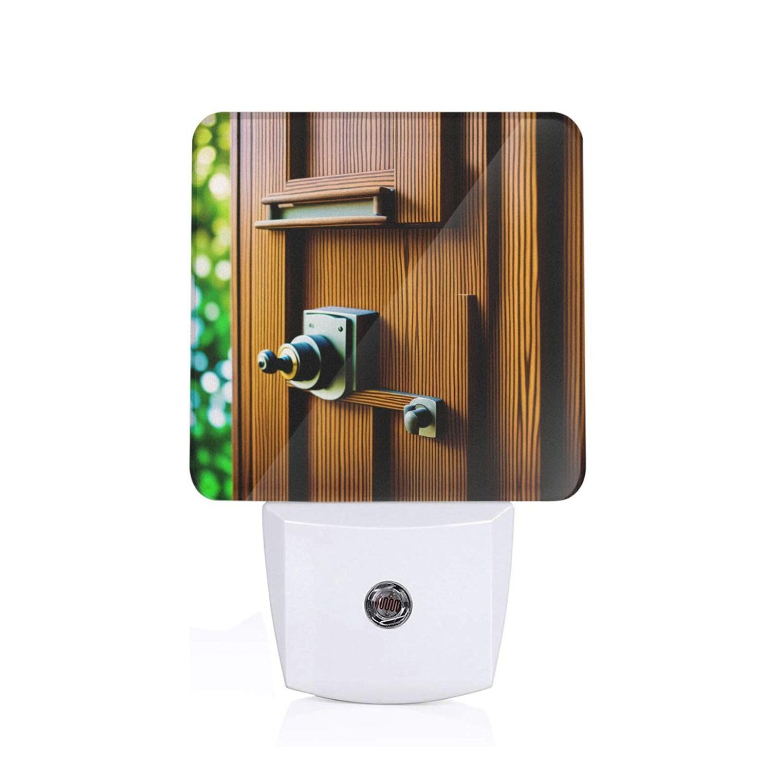 Wooden Doors and Lock Print Night Lights,Night Light Plug in Wall,Night Lights for Adults,Hallway,Kitchen, Plug in Night Lights for Bedroom, Corridor