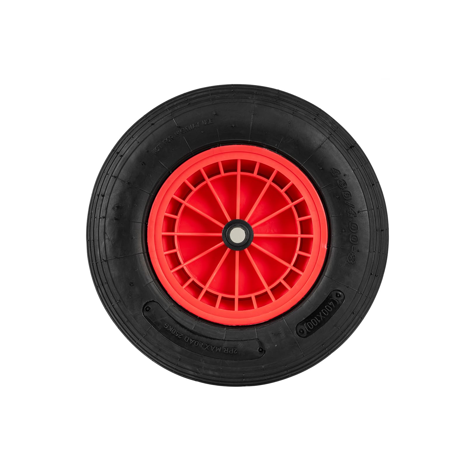 SOARS Rueda neumática para carretilla, tamaño 4.80/4.00-8, 250KG Max, diámetro 40 cm, eje Ø20 mm, ancho 10 cm, rodamiento de rodillos robusto - Negro+Rojo (1)