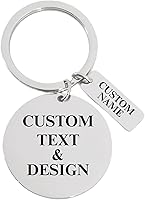 Personalized Double-Sided Engraved Stainless Steel Keychain with Custom Logo/Text & Mini Name Charm - Corporate Gift for Employees & Realtors