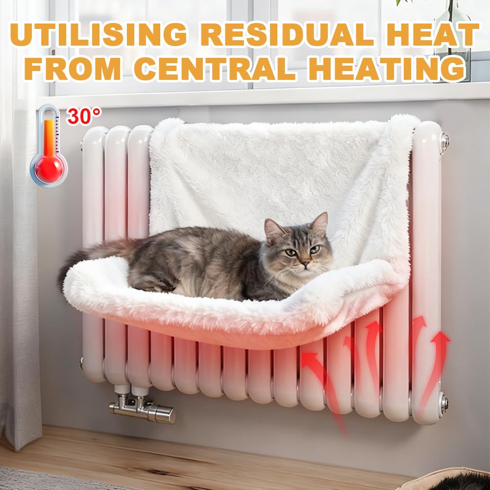 Amaca per Gatti Termosifone, Lavable Colgante Cuccia per Gatti, Lavable Cama Colgante para Gatos, Blanco Lana de Cordero Hamaca para Gatos Apto para Animales con un Peso Inferior a 8 Kg