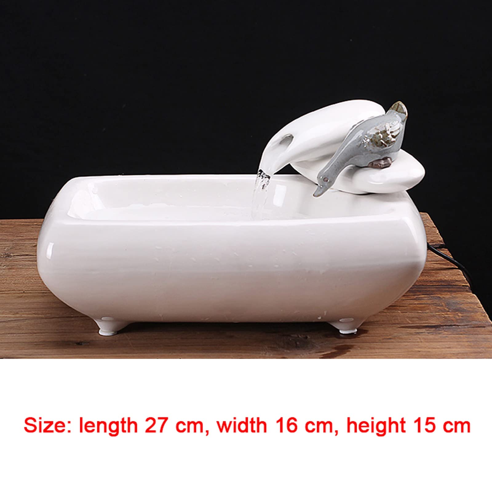 Fuente de Mesa Decorativa para Interior, Fuente de Agua con Cascada, de cerámica, con Bomba de Agua, Zen, decoración para salón, Oficina, Escritorio, 27 x 16 x 15 cm, Blanco