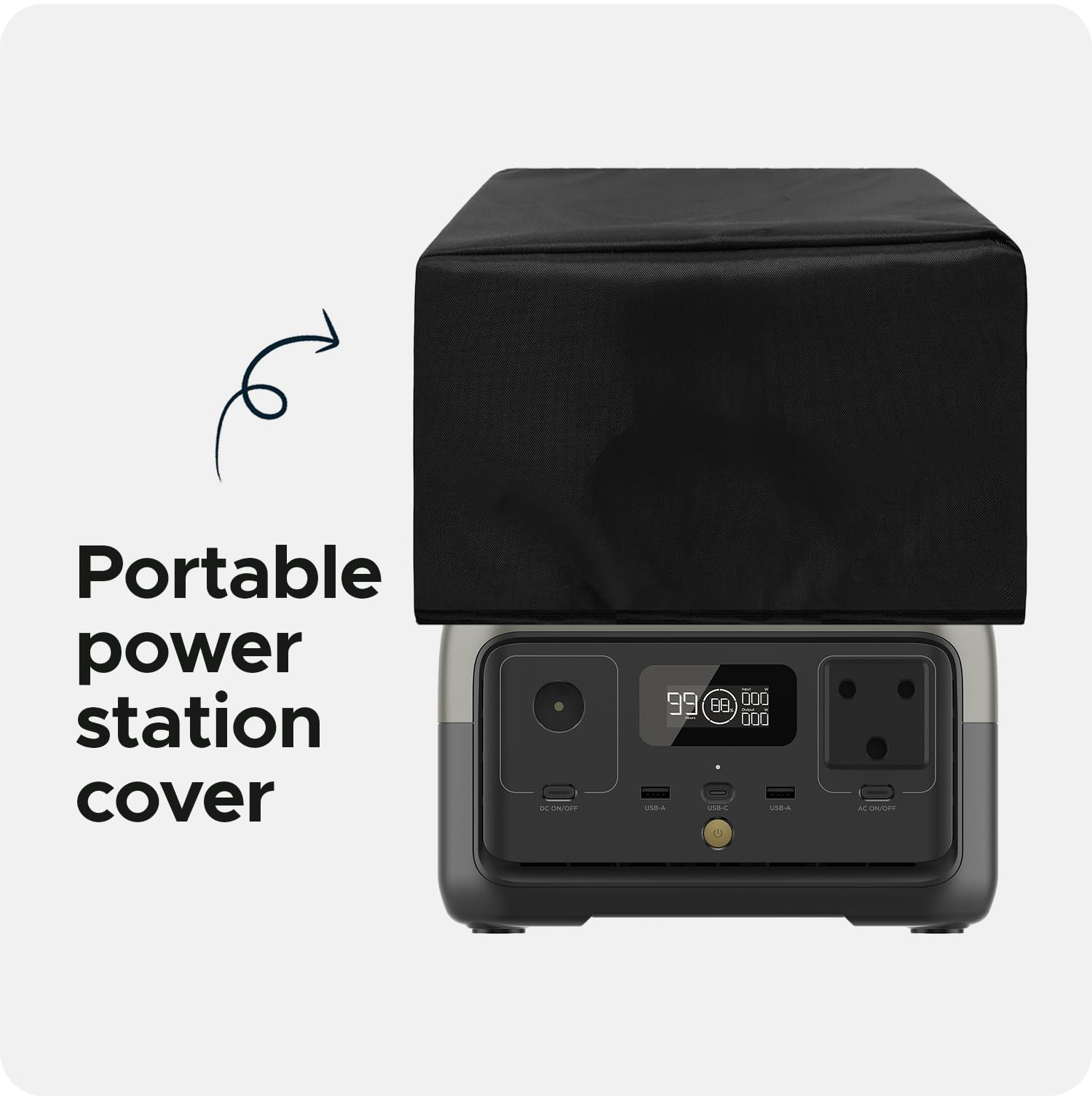 Encasify Black Portable Power Station Cover – Durable, Dust & Scratch Proof, Washable Nylon, Universal Fit – EcoFlow RIVER 2 Compatible - Image 2 thumbnail