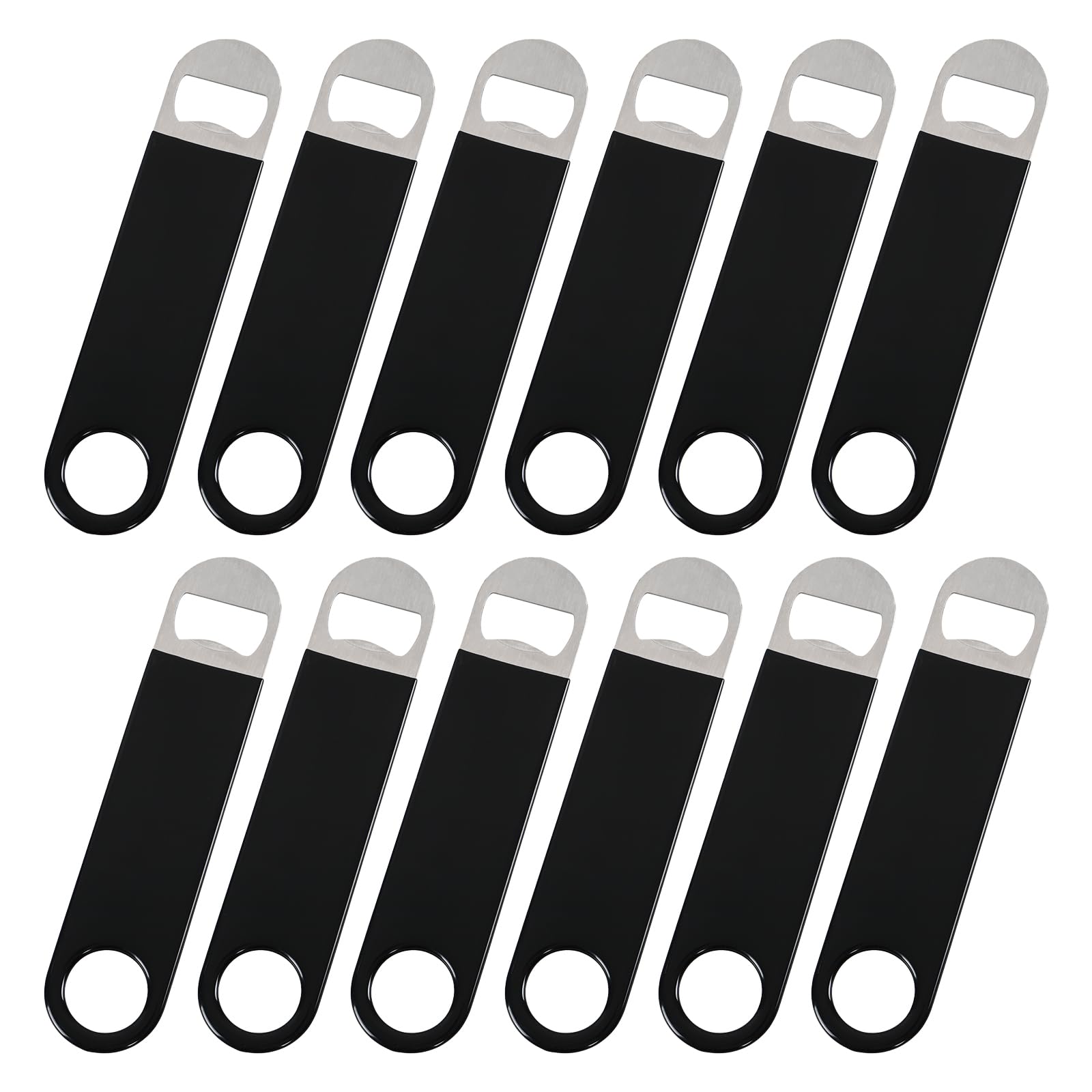 Décapsuleur plat en acier inoxydable durable avec manche gainé noir