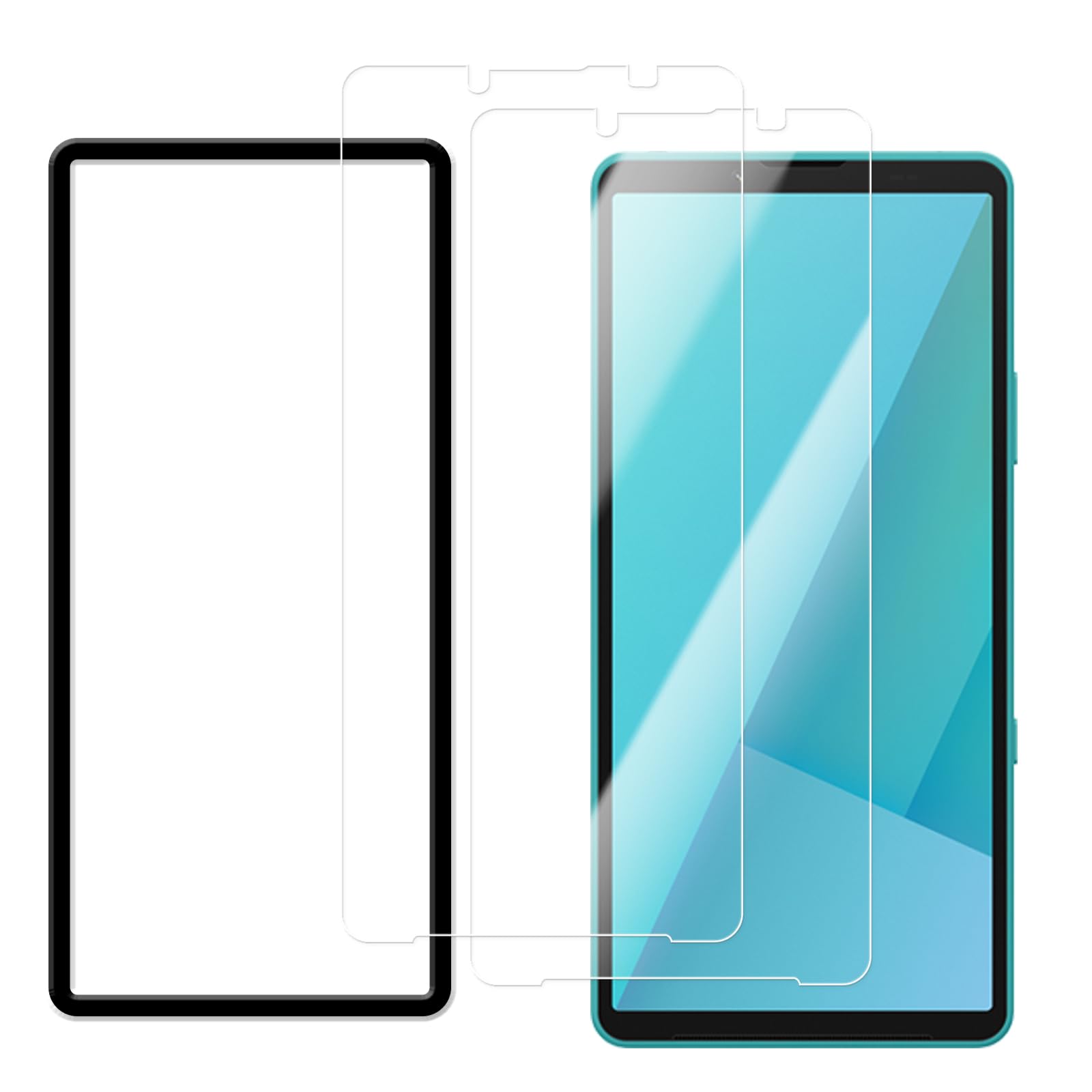 For Xperia 10 VII 用の ガラスフィルム 液晶保護フィルム 国産旭硝子素材製 9H 表面硬度 強化ガラス 耐傷性 画面保護フィルム 2枚セット ガイド枠付き
